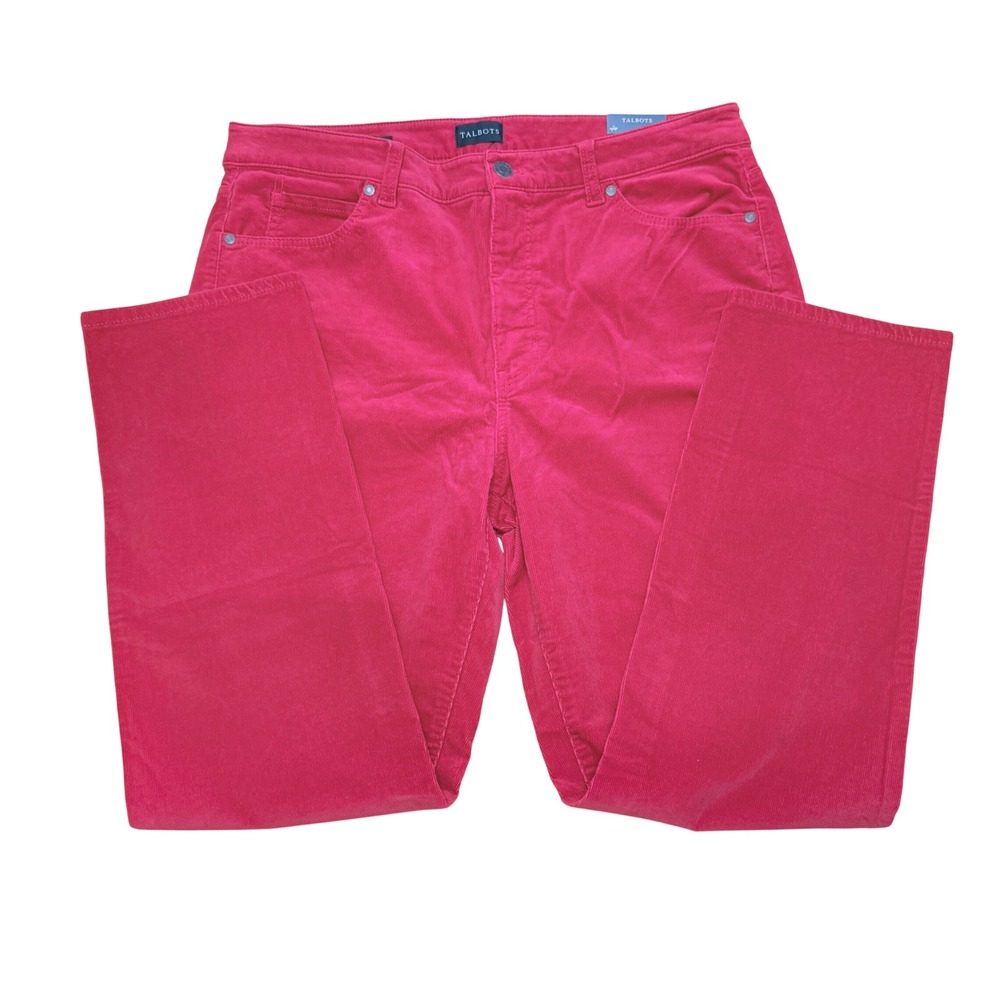 Talbots Modern Straight Leg Corduroy Slimming Pants Red 14P New With Tags